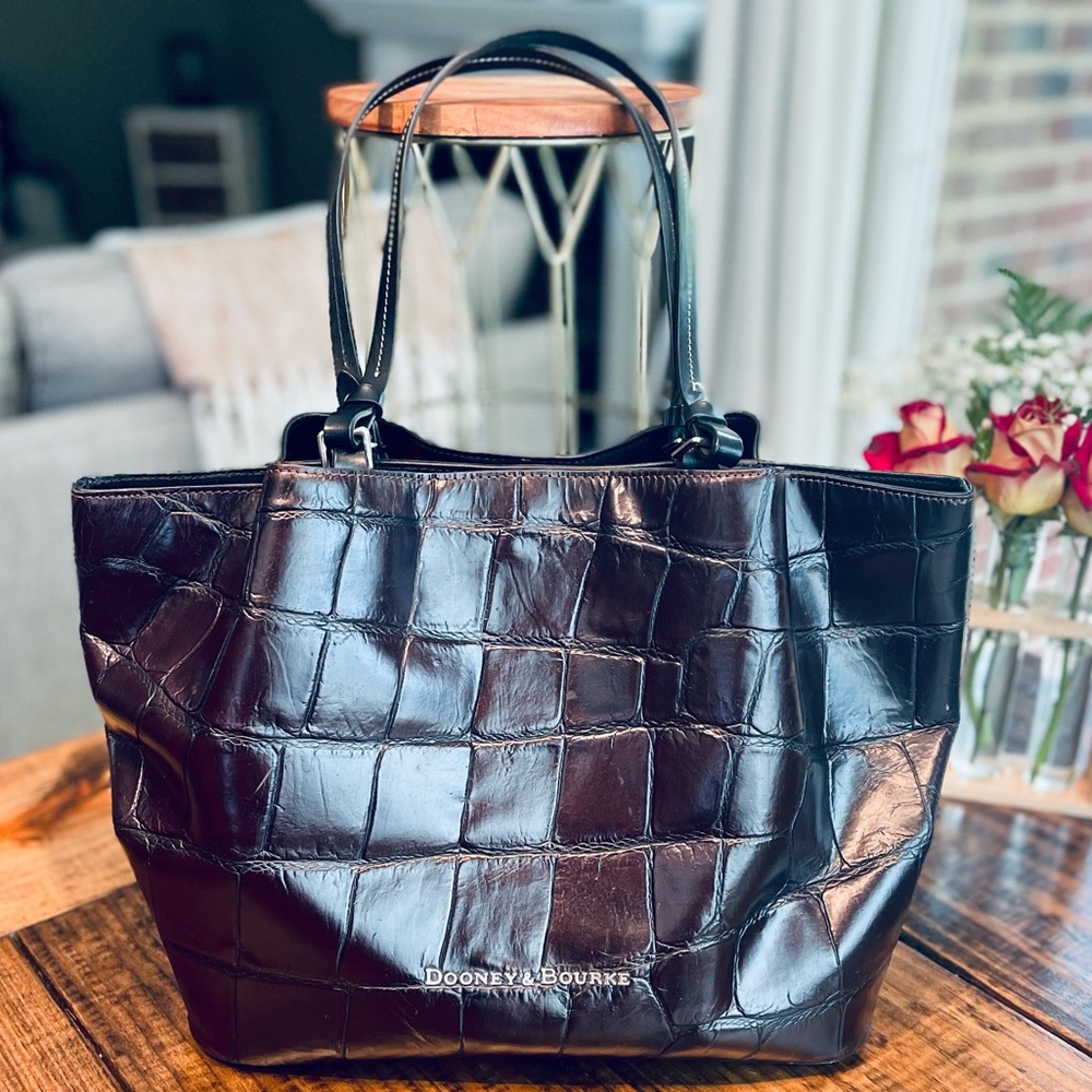 Dooney & Bourke Black Croc-Embossed Tote - Picture 2 of 14